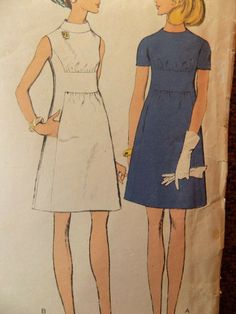 two women's dresses, one in blue and the other in white with short sleeves