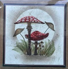 a card with an image of mushrooms on it