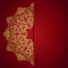 a red and gold background with an ornate design on the corner, which reads you text