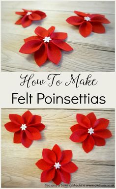 how to make felt poinsettias with text overlay