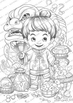 Ring in the Lunar New Year with 25 captivating grayscale coloring pages showcasing the joy and symbolism of this special celebration! This delightful collection is perfect for both adults and children, offering a fun and creative way to explore the traditions and vibrant colors of Chinese New Year.