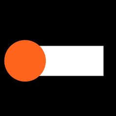 an orange and white circle on a black background