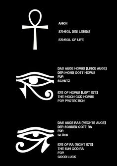 an image of the symbols for different types of eyes and their meanings in white on black