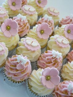 cupcakes decorated with pink and white frosting