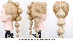 Want a cute and easy summer hairstyle, then give bubble braids a try! They are super easy and you don't need to braid! Cute Easy Bubble Braid Hairstyles, Cute Easy Hairstyles Bubble Braids, Easy Hairstyles Bubble Braid, Cute And Easy Bubble Braids, Braiding Hair Bubble Braids, Braids For Beginners, Hairstyles Everyday, Hairstyles Bubble, 5 Strand Braids