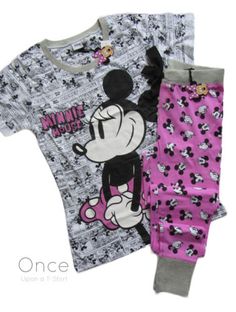 Primark-DISNEY-MINNIE-MOUSE-PINK-COMIC-T-shirt-lounge-pants-Pyjama-Set-PJs