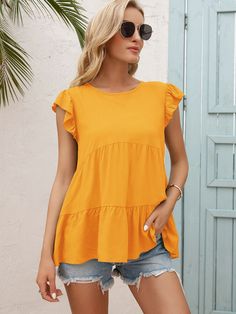 Looking for the hottest trends in clothing & accessories? Check out this Round Neck Flutter Sleeve Tiered Blouse from Trendsi at https://www.flyclothing.com/products/round-neck-flutter-sleeve-tiered-blouse. New items every day.  Celebrating 20+ years in business! #fashionista #ootd #styleInspo #streetStyle #flyclothing #fashionTrends #fashionLovers #smallbusiness #westernapparel #westernclothing #womensclothing