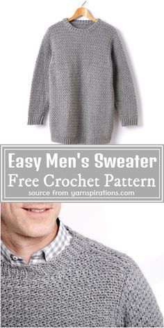 the easy men's sweater is free crochet pattern