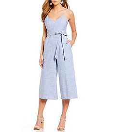 Gianni Bini Mo Stripe Tie Front Culotte Jumpsuit Fitted Sleeveless Jumpsuits And Rompers For Spring, Chic Sleeveless Jumpsuits And Rompers For Day, Sleeveless Jumpsuits And Rompers For Daywear, Sleeveless Summer Jumpsuits And Rompers For Daywear, Spring Daywear Jumpsuits And Rompers, Chic Fitted Jumpsuits And Rompers For Daywear, Eyelet Lace Dress, Culotte Jumpsuit, Jumpsuits And Rompers