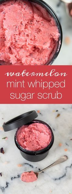 Watermelon Lip Scrub, Watermelon And Mint, Diy Green Tea, Scrub Recipe Diy, Mint Sugar Scrub, Mint Sugar, Diy Sugar Scrub Recipe, Diy Body Scrub Recipes, Bath Scrub