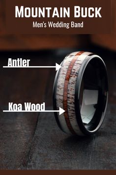 Deer Antler Wedding Band | Men's Wedding Band Mens Wedding Band Deer Antler, Antler Wedding Ring, Cool Men’s Wedding Bands, Mens Wedding Rings Wood, Men’s Wooden Wedding Band