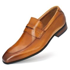 PRICES MAY VARY. LEATHER UPPER: Upper made with 100% premium quality first-layer smooth calf leather. Hand-burnished and color-changed, Make the men's dress shoes more stylish and elegant. CLASSIC DESIGN: The design is inspired by handmade Italian classic men's penny loafer dress shoes. Ritizen Easy slip-on dress loafer perfect for business, parties, and weddings. BREATHABILITY: The lining and insole are made with genuine leather for comfort and breathability. Footbed offers added cushioning des Mens Slip On Loafers, Slip On Dress Shoes, Brown Dress Shoes, Leather Loafer Shoes, Shoes Classic, Dress Loafers, Oxford Dress Shoes, Fashion Suits For Men, Leather Dress Shoes