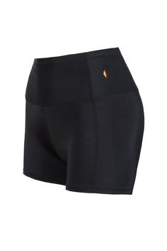 a woman's black shorts with the logo on it