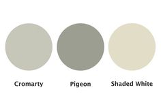 four different shades of gray and white with the words, cromary, pigeonon, shaded white