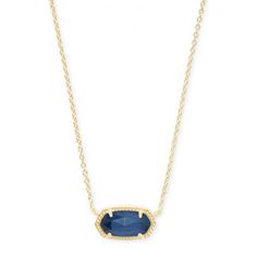 Kendra Scott Elisa Gold Pendant Necklace in Navy Cat's Eye: Precious Accents, Ltd. Kendra Scott Jewelry Necklaces, Navy Kendra Scott Necklace, Kendra Scott Necklace Blue, Blue And Gold Jewelry, Necklaces Kendra Scott, Navy Blue Jewelry, Bday List