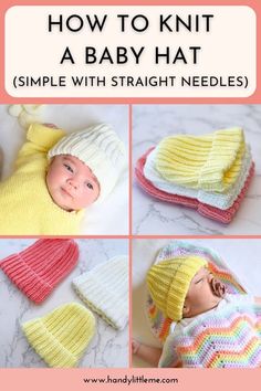 how to knit a baby hat simple with straight needles for newborns and toddlers