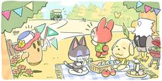 an image of some cartoon characters at a picnic