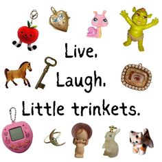 there are many little toys that say live laugh laugh and laugh with the caption