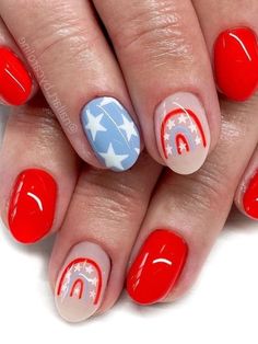 cute star nails for 4th of July Fourth Of July Nails, 4th Of July Nails, Summery Nails, July Nails, Cute Gel Nails