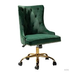 Lisa Computer Task Chair Swivel Height-adjustable Desk Chair With Tufted Back Mordern Office Chair | Karat Home : Target Most Comfortable Chair, Velvet Office Chair, Adjustable Office Chair, Stables Design, Swivel Office Chair, Adjustable Desk, Green Chair, Adjustable Height Desk, Home Office Chairs