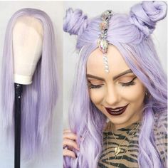 22” Light Purple Straight Lace Front Wig *New* 4” Front Part Space Arrives New Human Synthetic Blend Lace Front Wig. Color : As Shown 150-180 % Density You Can Cut , Curl , And Style This Wig Heat Resistant Up To 315f 22.5 In Circumference Hand Tied - Check My 5 Star Reviews You Could Cut The Front Lace To Blend As Your Own Hairline Dye Wash I Do Not Trade My Wigs Bundle With The Got2b Ultra Gel Or Ghost Bond To Save 10% Off $$$ Straight Lace Front Wig, Hair Comb Clips, Curling Iron Hairstyles, Straight Ponytail, Rhinestone Hair Comb, Wig Color, Hair Accessories Set, Straight Lace Front Wigs, Wedding Hair Pins