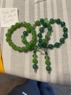 A green jade set that comes with three bracelets and a pair of matching earrings Cheap Green Jewelry For St. Patrick's Day, Cheap Green Cute Bracelets, Tyler Tx, Jewellery Sets, Green Jade, Jade Green, Everyday Jewelry, Matching Earrings, Favorite Jewelry