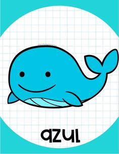 a blue whale with the word azul in it's center and an image of its