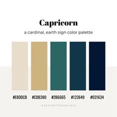 the color scheme for capricon is shown in shades of blue, green and beige