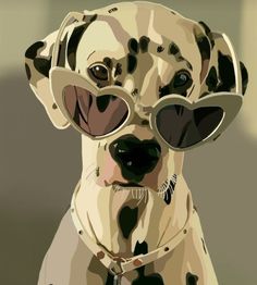 a dalmatian dog with sunglasses on his face