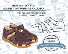 the shoe pattern for children's sandals is available in multiple colors and sizes, including brown