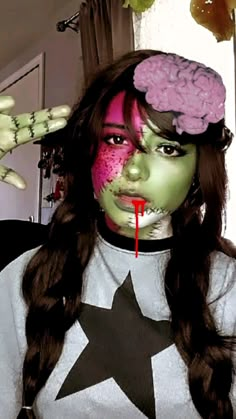 #zombie #zombies #zombiemakeup #zombiegirl Cute Zombie Halloween Costumes, Zombie Halloween Costumes Diy, Emo Zombie Costume, Zombie Doll Costume, Scene Zombie Makeup, Cute Zombie Makeup Women, Aesthetic Zombie Costume, Woman Zombie Makeup, Women Zombie Costume