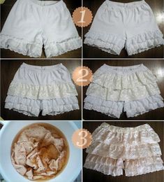 Ruffled Shorts, Upcycle Clothes Diy, Diy Shorts, Diy Clothes Design, Diy Vetement, Design Textile, Sewing Design, Diy Sewing Clothes, How To Make Clothes