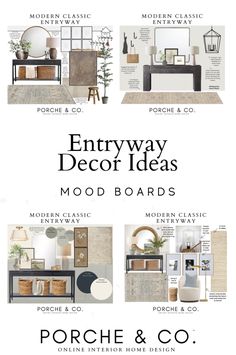 the entryway decor ideas mood board is shown