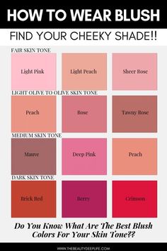 Make Up For Medium Skin Tone Makeup, Makeup Look For Cool Skin Tones, Makeup Tutorial For Fair Skin, Which Blush Is Best For Me, How To Contour Fair Skin, Blush For Skin Tone Shades, Best Blush For Olive Skin Tone, Contour Color For Fair Skin, Blush Colors For Fair Skin