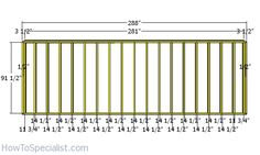 a drawing of a fence with measurements for each section and the number of sections in it