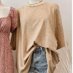 Oversized Fit Vintage Wash Nwt Oversized Brown T-shirt For Everyday, Spring Oversized Beige T-shirt, Relaxed Oversized Tops For Day Out, Oversized Brown T-shirt For Fall, Oversized Washed T-shirt, Oversized Washed Relaxed Tops, Relaxed Oversized Washed Tops, Oversized Basic Fall T-shirt, Oversized Everyday Summer Tops