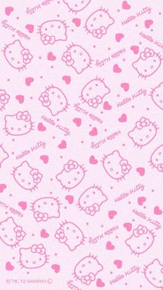 pink hello kitty wallpaper with hearts on it