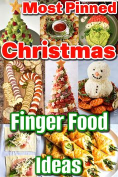 christmas food and desserts are featured in this collage with the words, most - pinned christmas finger food ideas