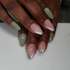 Sage Green Nails, Purple Ombre Nails, Aqua Nails, Wide Nails, Green Acrylic Nails, Beautiful Nail Polish, Green Nail Designs, Prom Nails, Short Acrylic Nails