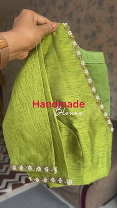 Green soft organza saree with hand worked blouse – Threads Thread Work On Blouse, Organza Blouse Designs, Sabyasachi Blouse, Soft Organza Saree, Hand Worked Blouse, Blouse Handwork, Green Blouse Designs, Worked Blouse, Ready Made Blouse