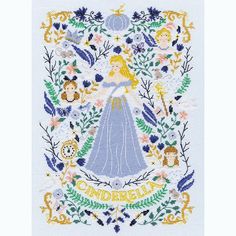 a cross stitch pattern with the words cinderella on it