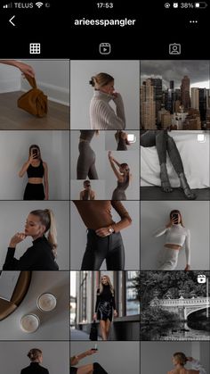 a collage of photos showing different poses and body shapes, including the woman's torso