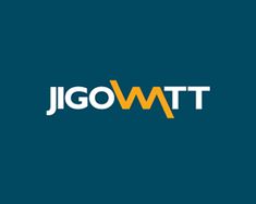 the jigowtt logo on a dark blue background with yellow and white letters