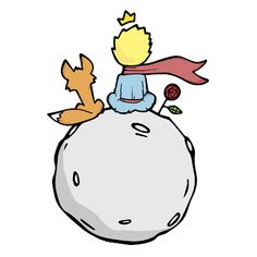 a cartoon character sitting on top of a rock