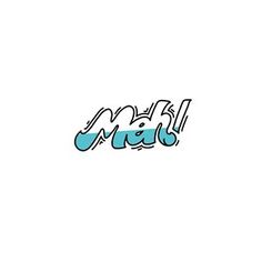 the word merl written in blue and green ink on a white background with black lettering