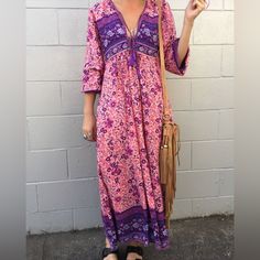 Size Xs In Great Condition, Oversized Design, I Am Normally Size Small And It Fits Well. Measurements Provided In The Pictures Questions? Leave A Comment Below! Flowy Purple Bohemian Dresses, Bohemian Purple Floral Print Maxi Dress, Flowy Purple Boho Dress With Floral Print, Purple Bohemian Dress For Festival, Bohemian Purple Festival Dresses, Bohemian Purple Dress For Festival, Purple Bohemian Festival Dress, Purple Boho Print Maxi Dress For Summer, Bohemian Purple Midi Dress For Summer