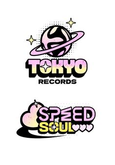 two logos with the words tokyo records and speed soul written in different colors on them