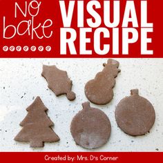 DIGITAL + PRINTABLE | Visual recipe for cooking in the classroom  Use this visual recipe with real pictures to guide your students in making cinnamon salt dough ornaments for the holidays.Cooking with your students in the classroom fosters those super important life skills, while working on those IEP goals and objectives... all at the same time!RECIPE INCLUDES: Visual recipe and sequencing mat Cover page to create a visual recipe file folder 4 sequencing cards Comprehension questions Recipe surv Cinnamon Salt Dough Ornaments, Cinnamon Salt Dough, Cinnamon Ornament Recipe, Salt Dough Ornament, Important Life Skills, Cooking In The Classroom, Cinnamon Ornaments, Sequencing Cards, Visual Recipes