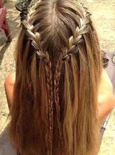 Waterfall Braid Hairstyle, Waterfall Braids, Wedge Hairstyles, Girls Hairstyles Easy, Wedding Hairstyles Medium Length, Waterfall Braid, Fringe Hairstyles, Hoco Hair, Feathered Hairstyles