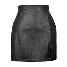 Split PU Leather Skirt For Women High Waist Crocodile Pattern Size TableSize(cm)WaistHemLengthHipS68 4191M72 4295L78 43.5101XL84 45107XXL    Because of different measuring methods, there may be 1-3cm error. Short Pollera, Pu Leather Skirt, Girls In Mini Skirts, Zipper Skirt, Wrap Around Skirt, Black Leather Skirts, Crocodile Pattern, Pencil Skirt Black, Body Con Skirt